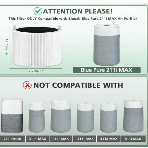 2 Pack 211i Max Replacement Fil-ter Compatible with BLUEAIR Blue Pure 211i Max A - Picture 2 of 7